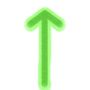 The Elder Furthark rune ᛏ or tiwaz, in green with a lime green outline